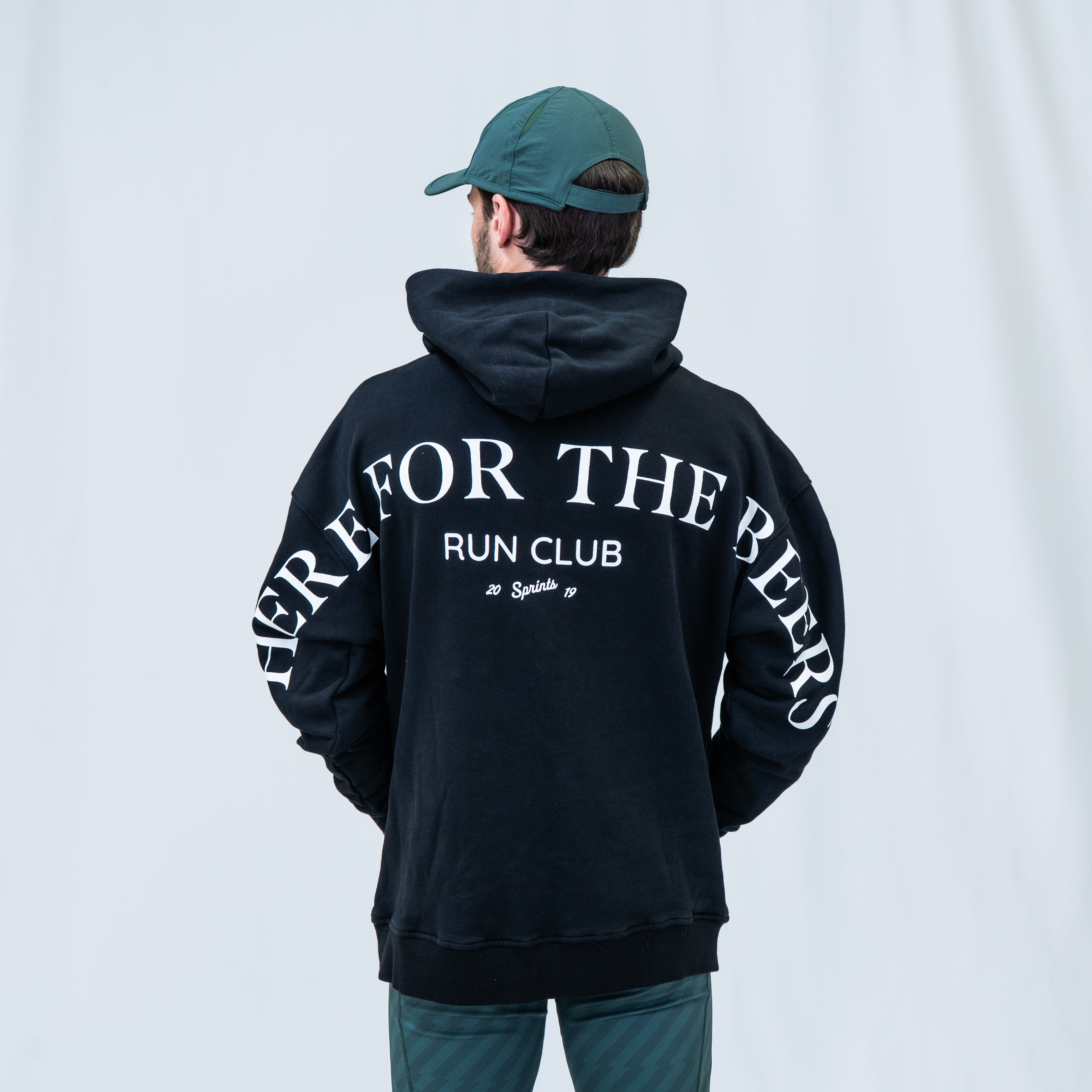 Run Club Oversized Hoodie - Here for the Beers - Black – Sprints INC